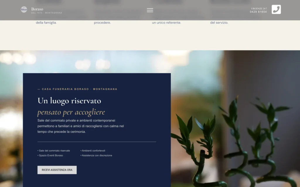 Sezione dedicata alla casa funeraria Boraso