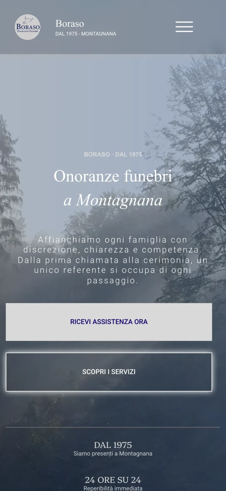 Il sito Boraso Onoranze Funebri su smartphone