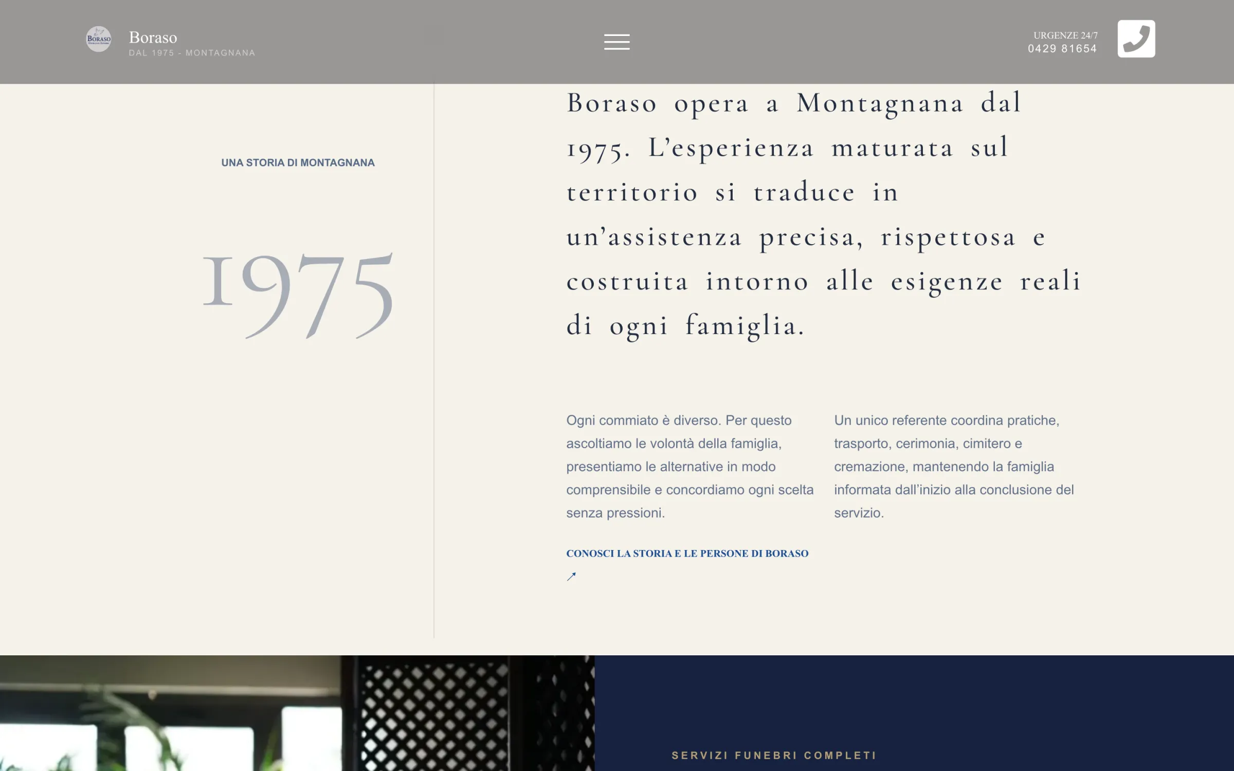Sezione «Una storia di Montagnana» del sito Boraso, con la data 1975