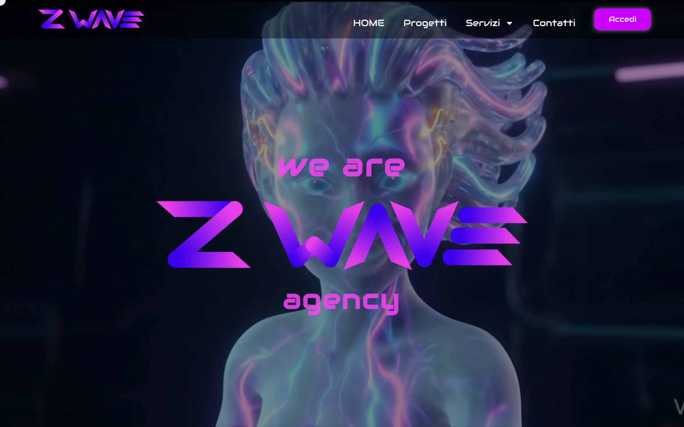 Homepage del sito Z Wave Agency: «We are Z Wave agency»