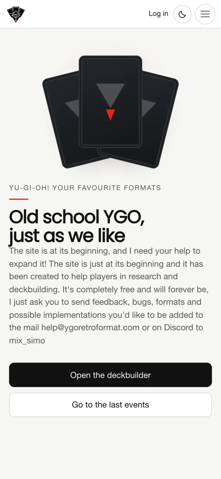 La home di YGO Retro Format su smartphone